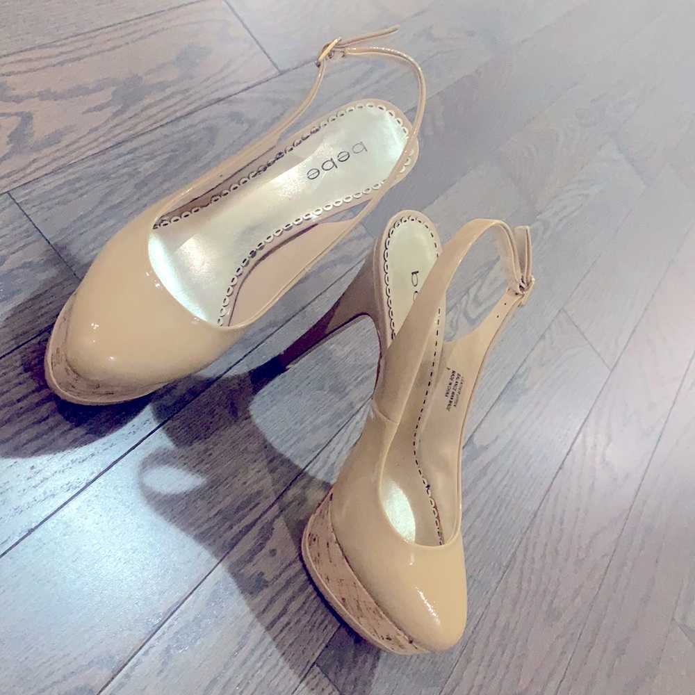 Tan wedged heels